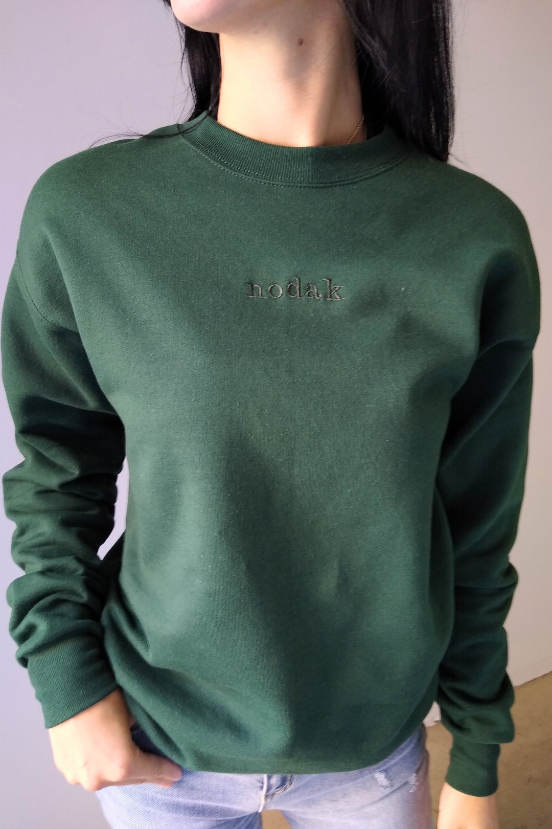 Nodak Forest Green Embroidered Crewneck Sweatshirt