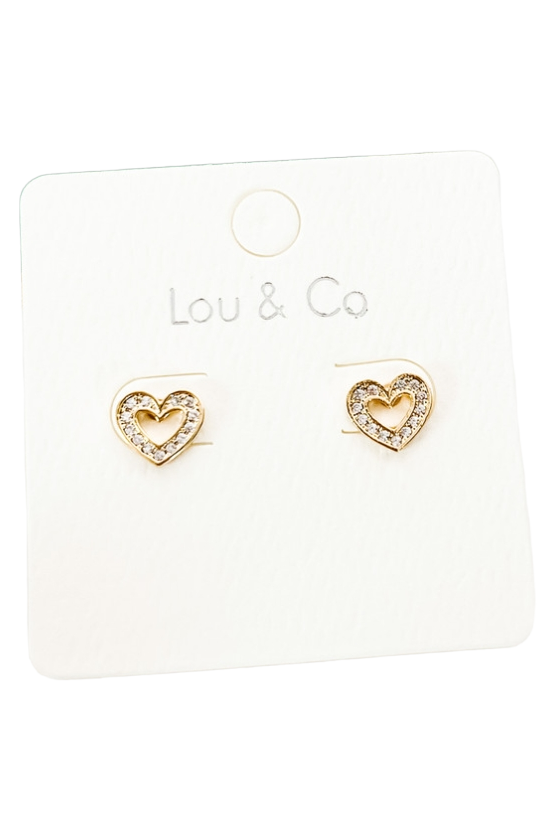 Gold Open Heart Stud Earrings