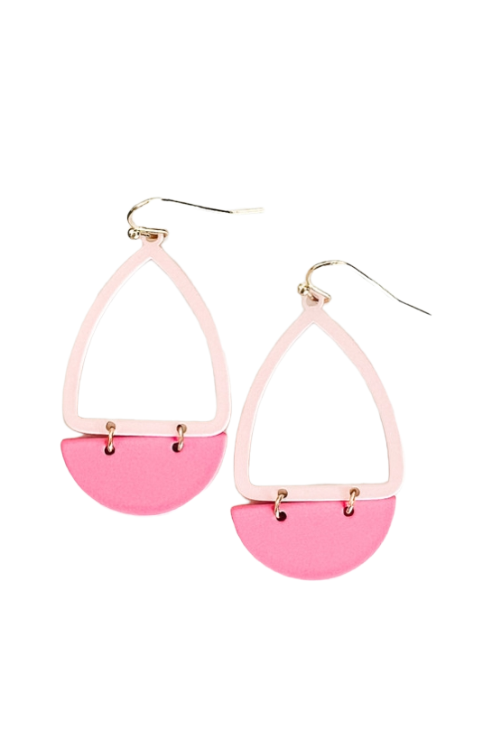 Two-Tone Pink Teardrop Dangle Earrings