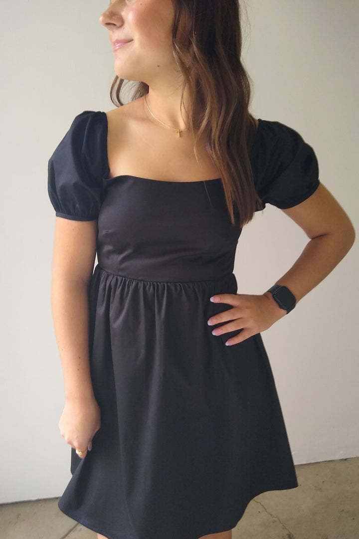 Et Clet Black Babydoll Mini Dress