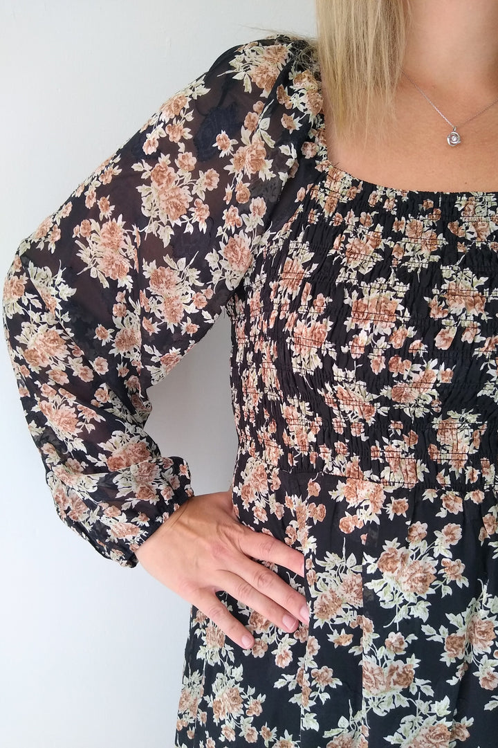 Mikarose Violet Toffee Roses Midi Dress