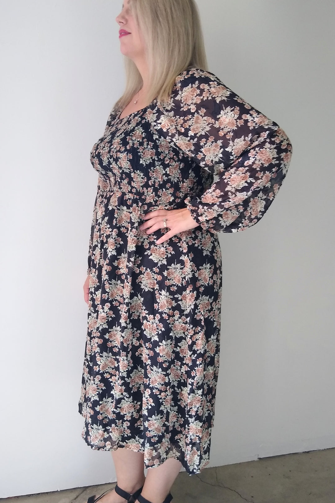 Mikarose Violet Toffee Roses Midi Dress