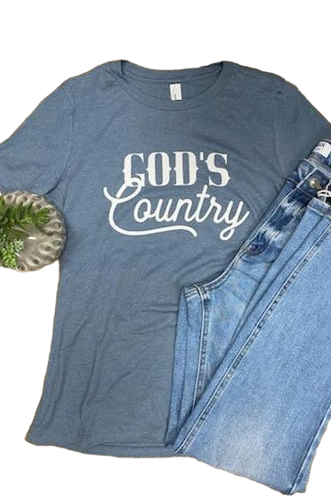 God's Country Heathered Blue Graphic Tee