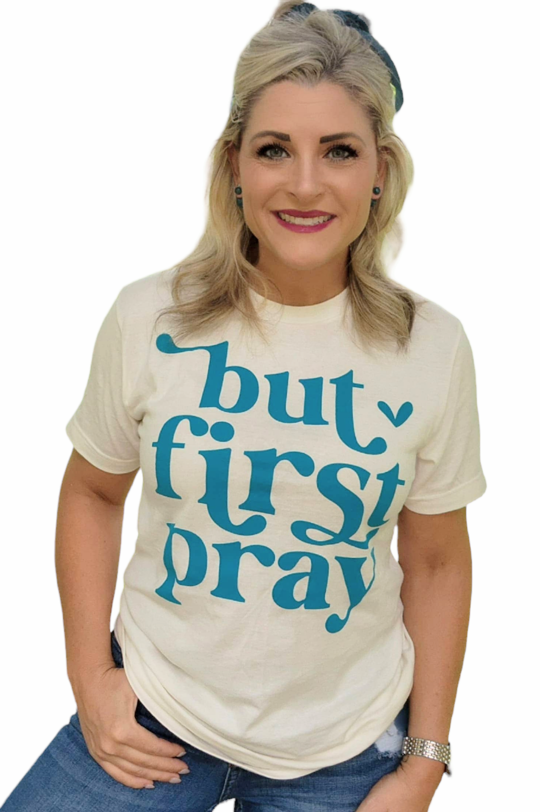But First Pray Cream Graphic Tee