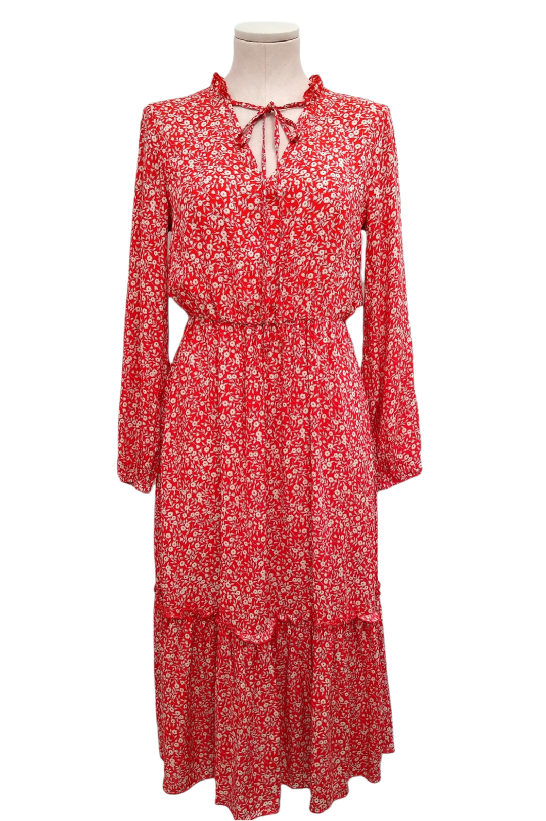 The Beth Red Floral Ruffle Dress
