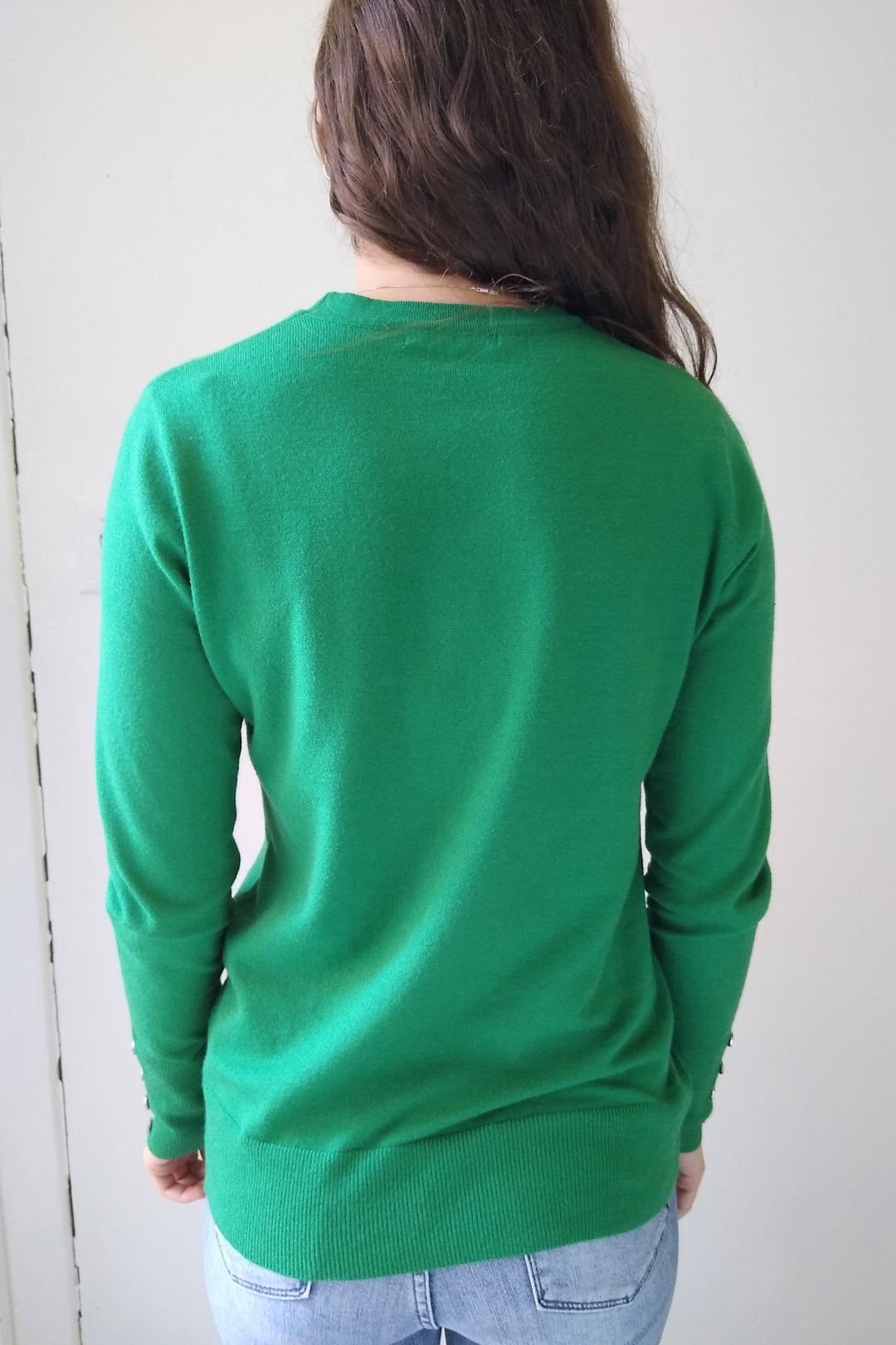 Staccato Kelly Green Button Cuff Detail Sweater