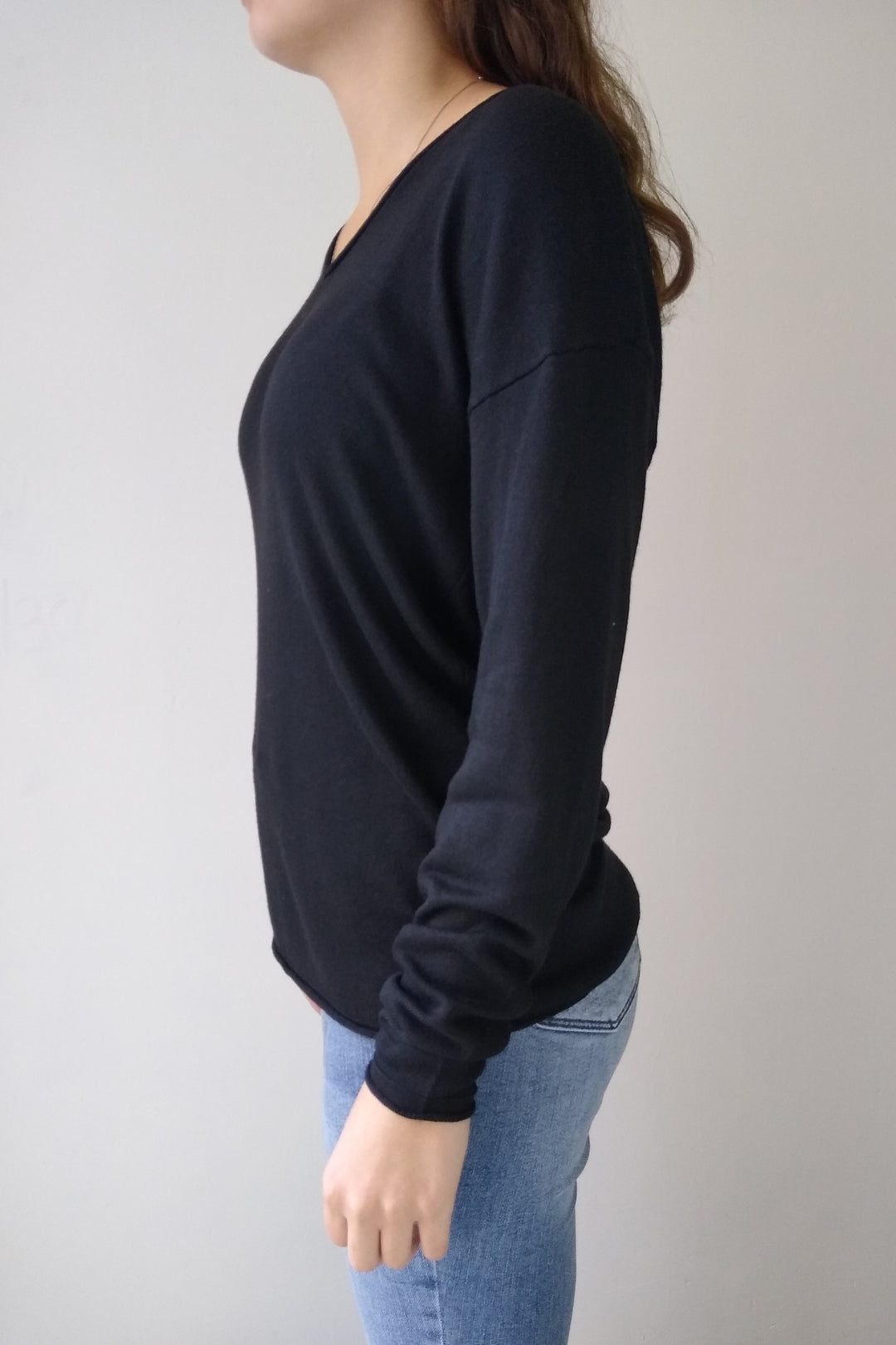 Staccato Black Relaxed V Neck Sweater