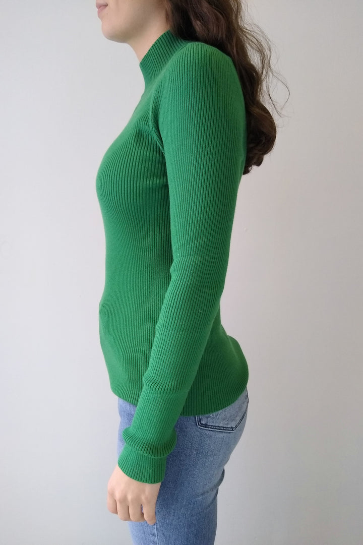 Staccato Green Ribbed Mock Neck Sweater