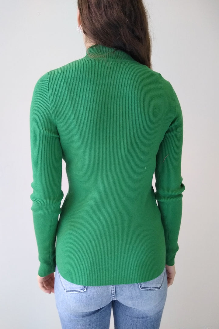 Staccato Green Ribbed Mock Neck Sweater