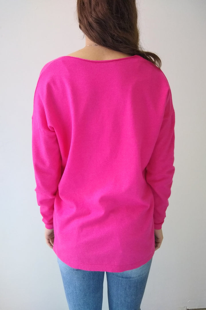Staccato Hot Pink V Neck Sweater