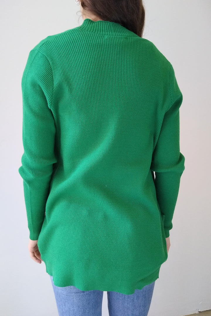 Staccato Kelly Green Waffle Texture Cardigan