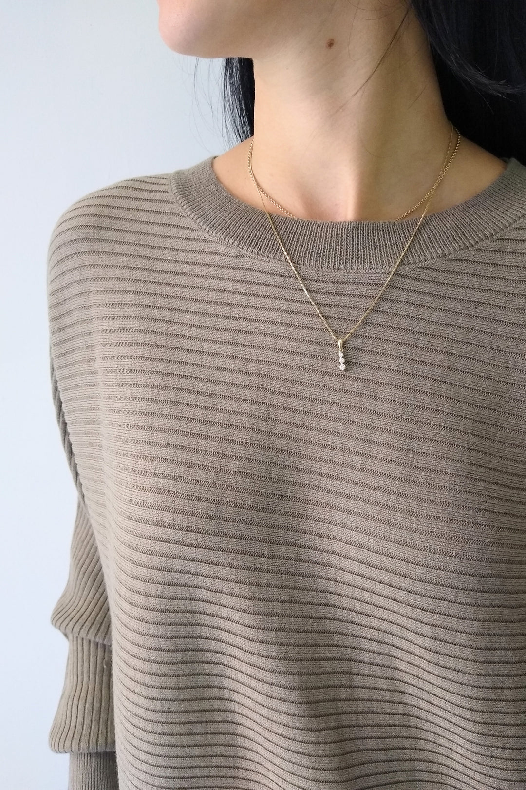 Staccato Light Olive Boat Neck Ribbed Sweater