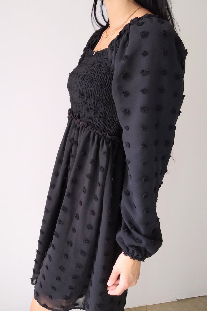 Mikarose Daphne Black Swiss Dot Midi Dress