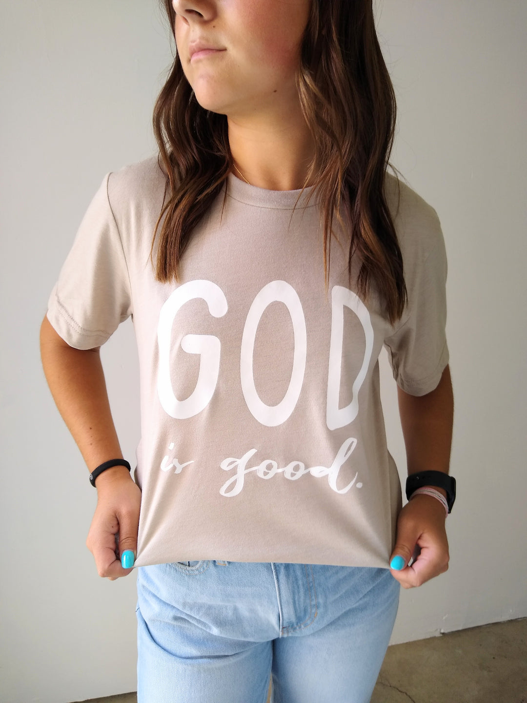 Tan God Is Good Graphic Tee T-shirt