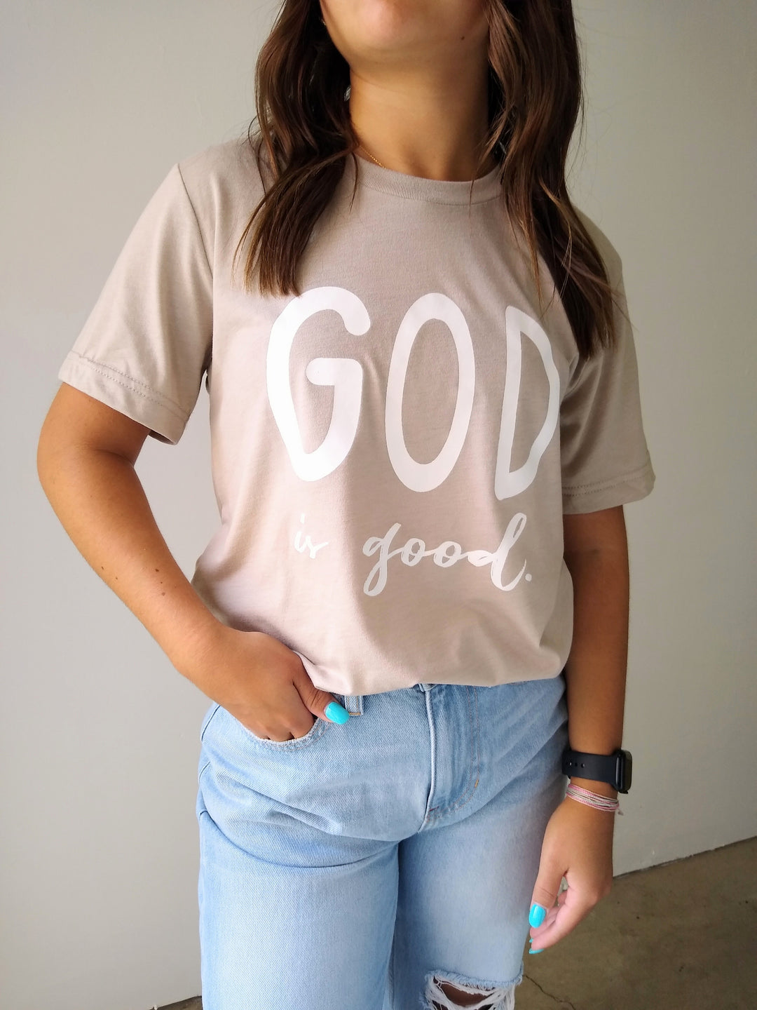 Tan God Is Good Graphic Tee T-shirt