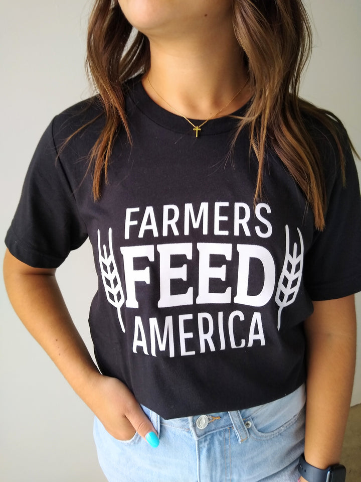 Farmers Feed America Black Graphic Tee