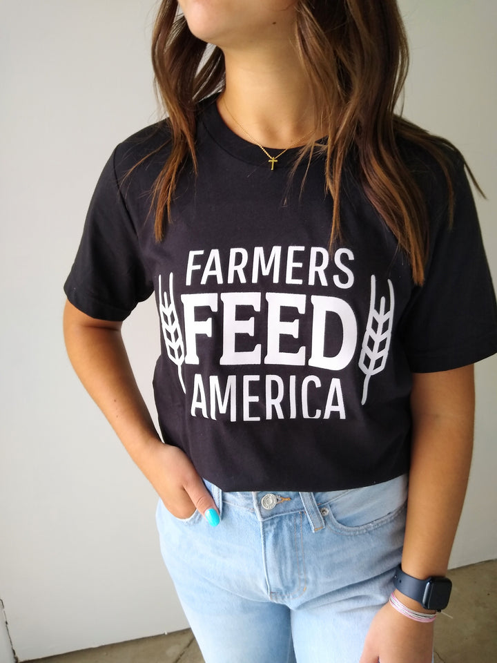 Farmers Feed America Black Graphic Tee