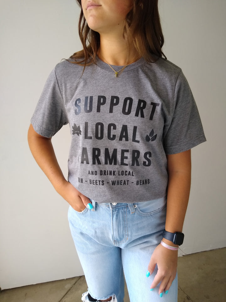 Support Local Farmers Gray Graphic Tee