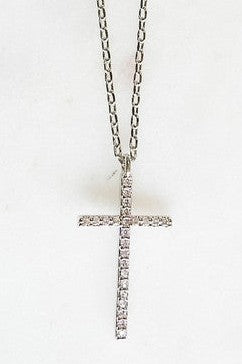 Silver Cubic Zirconia Cross Necklace