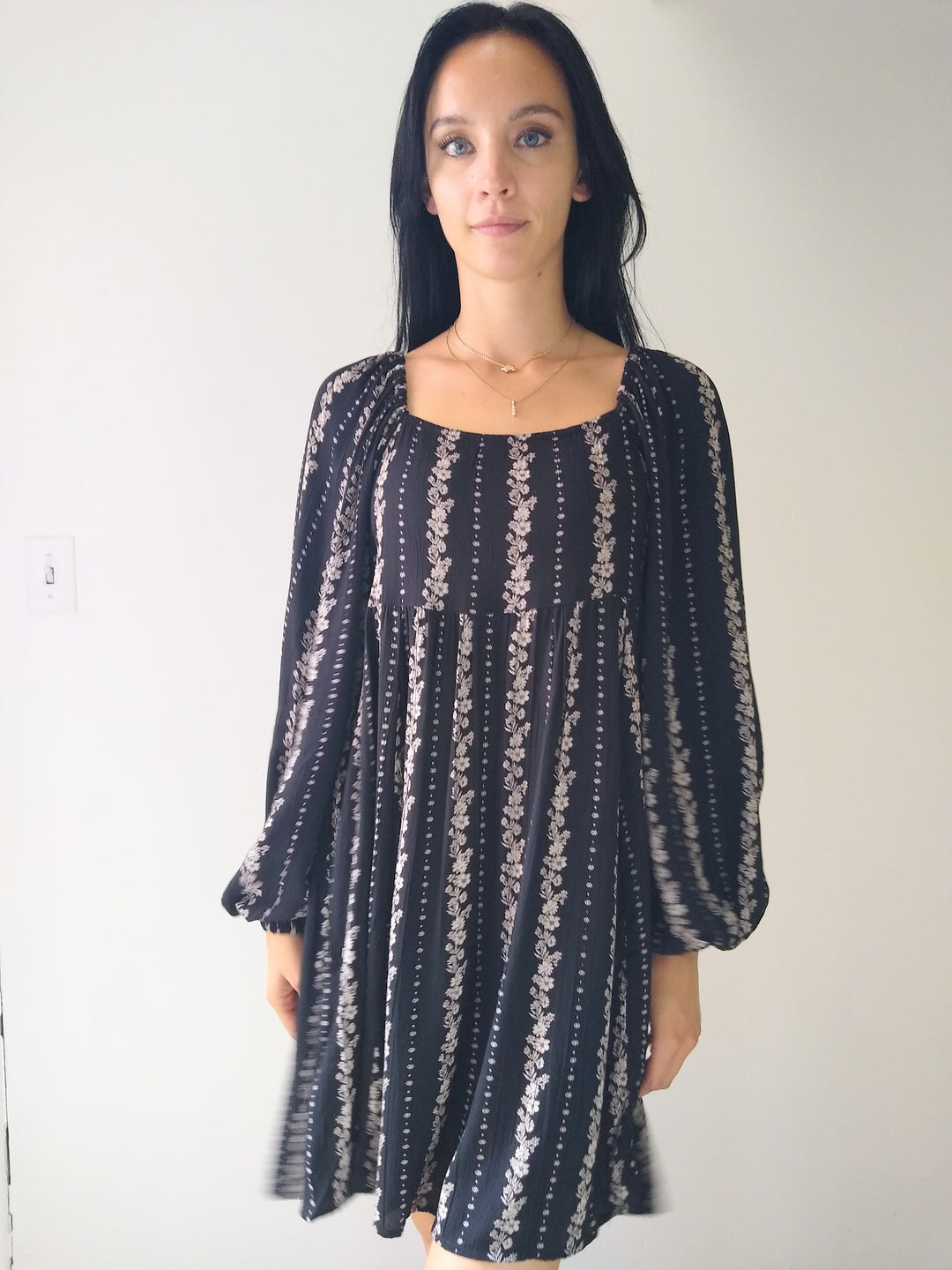 Angie Black Long Sleeve Floral Dress