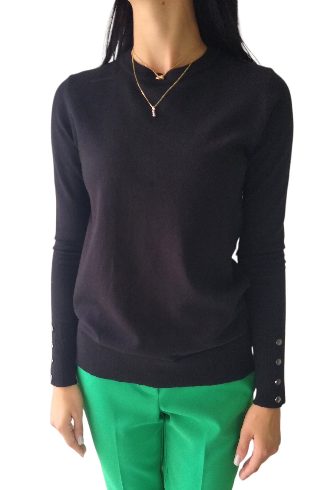 Staccato Black Button Cuff Detail Sweater