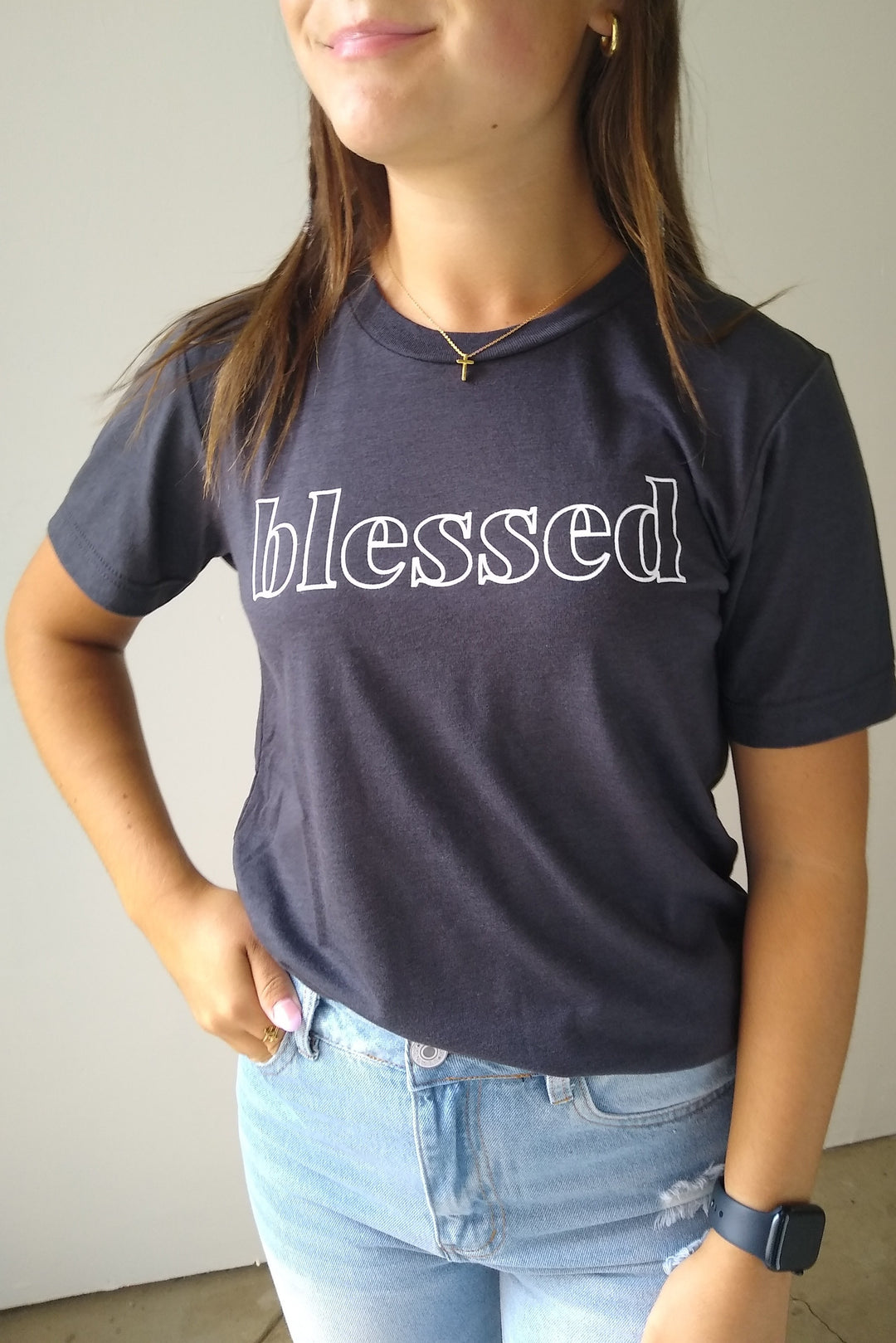 Blessed Heathered Charcoal Graphic Tee