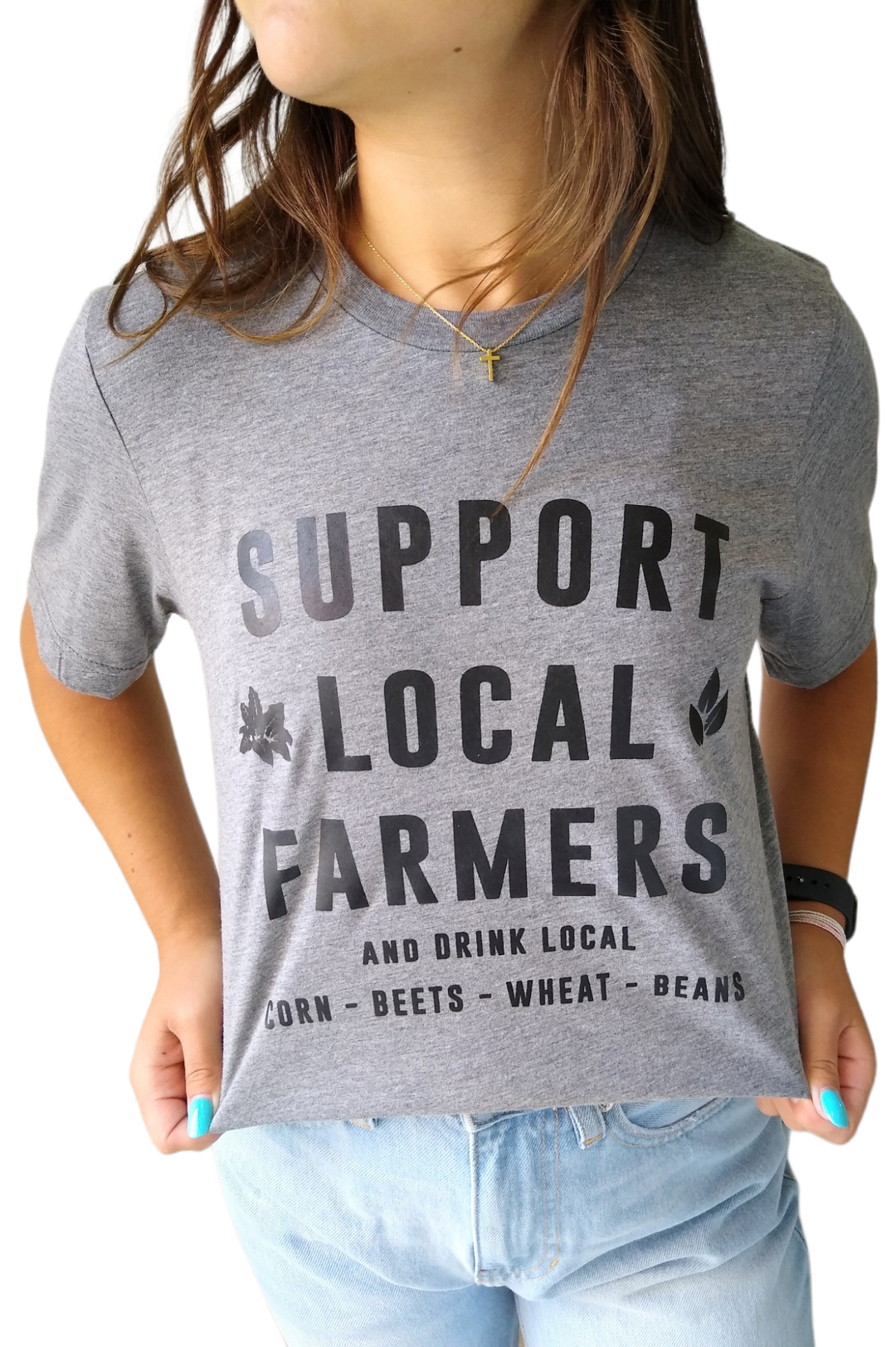 Support Local Farmers Gray Graphic Tee