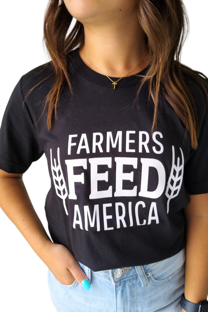 Farmers Feed America Black Graphic Tee