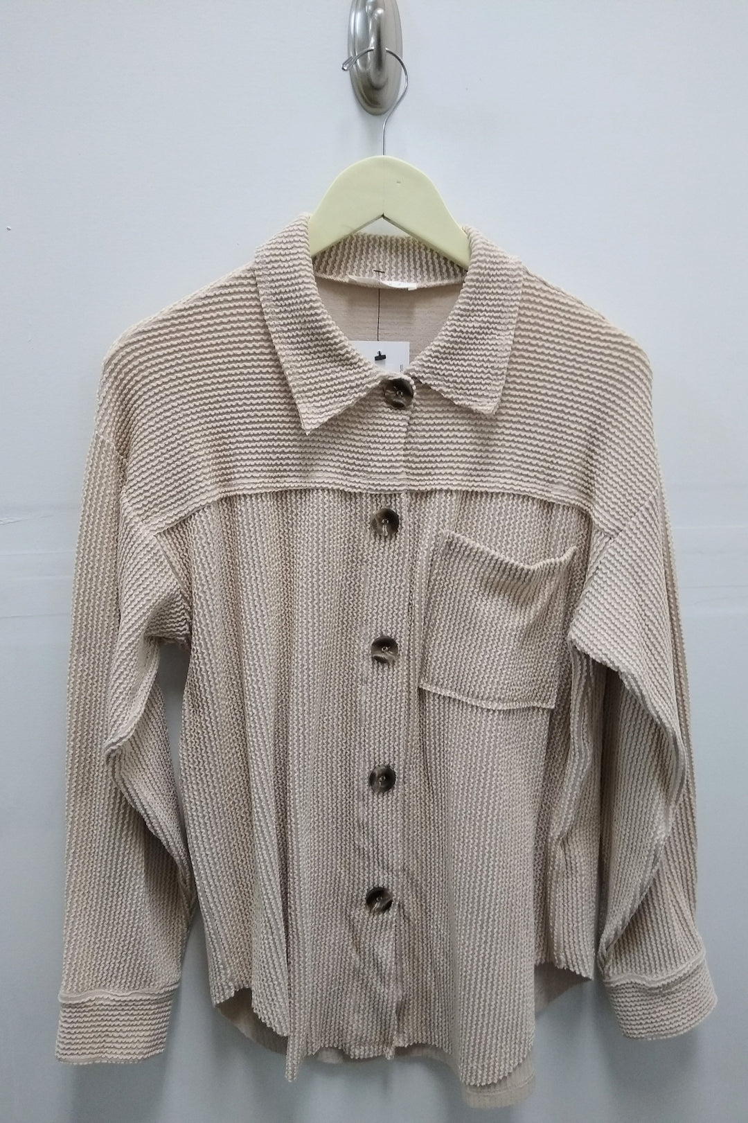 Oatmeal Ribbed Cord Button Down Jacket