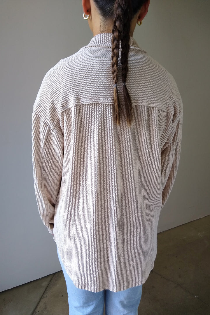 Oatmeal Ribbed Cord Button Down Jacket
