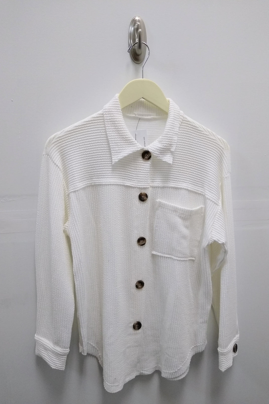 Ivory Ribbed Cord Button Down Jacket