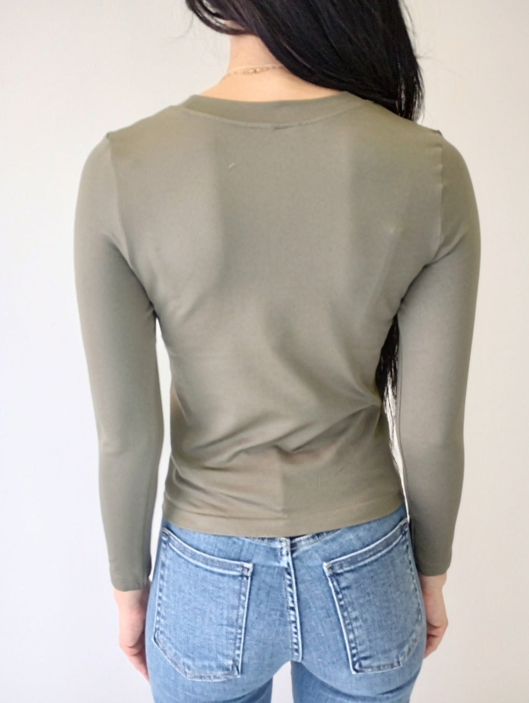 Olive Smooth Crew Long Sleeve Top