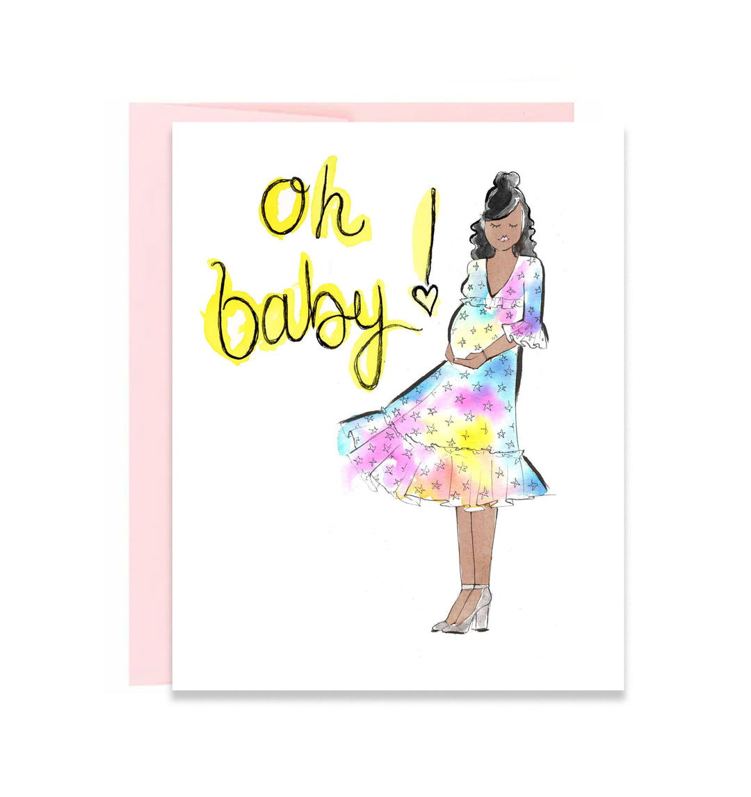 Oh Baby Greeting Card - Black/Mocha