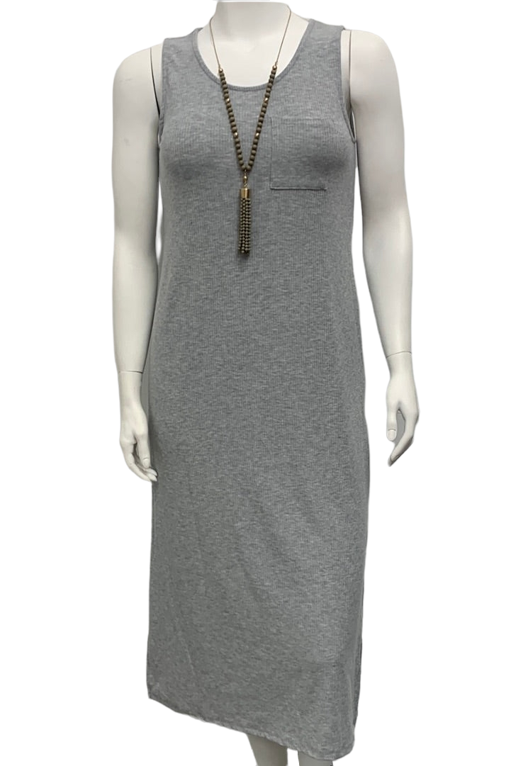 Gray Ribbed Midi Dress