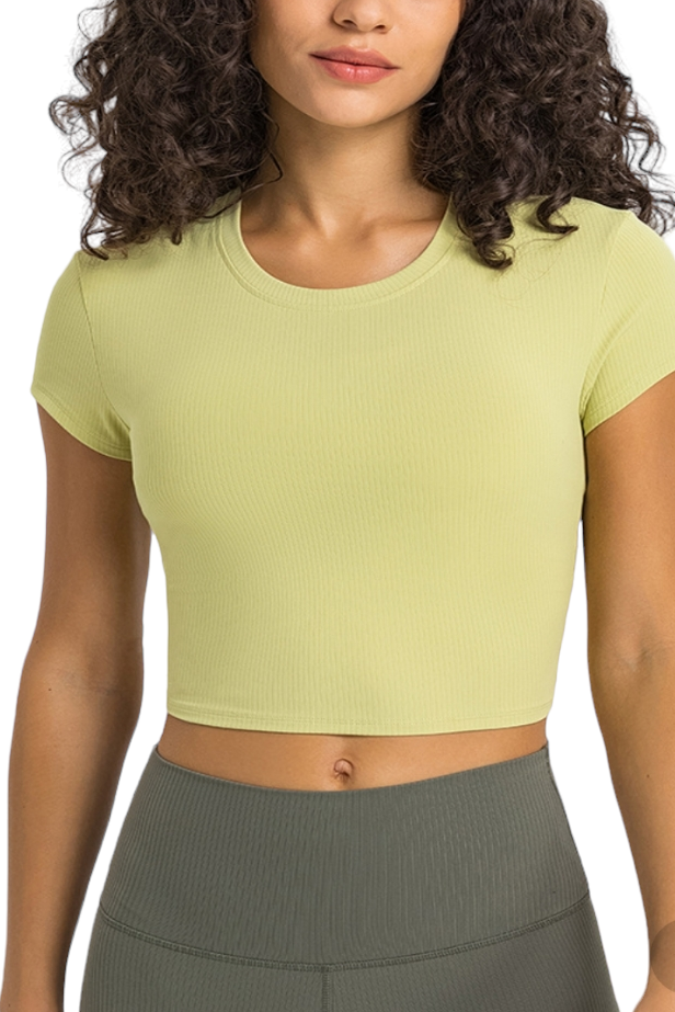 Lily Green Ribbed Crop Top