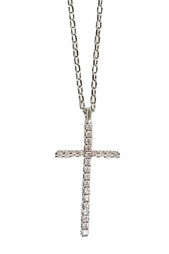 Silver Cubic Zirconia Cross Necklace
