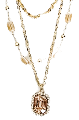 Multi-layered Gold Topaz Charm Necklace