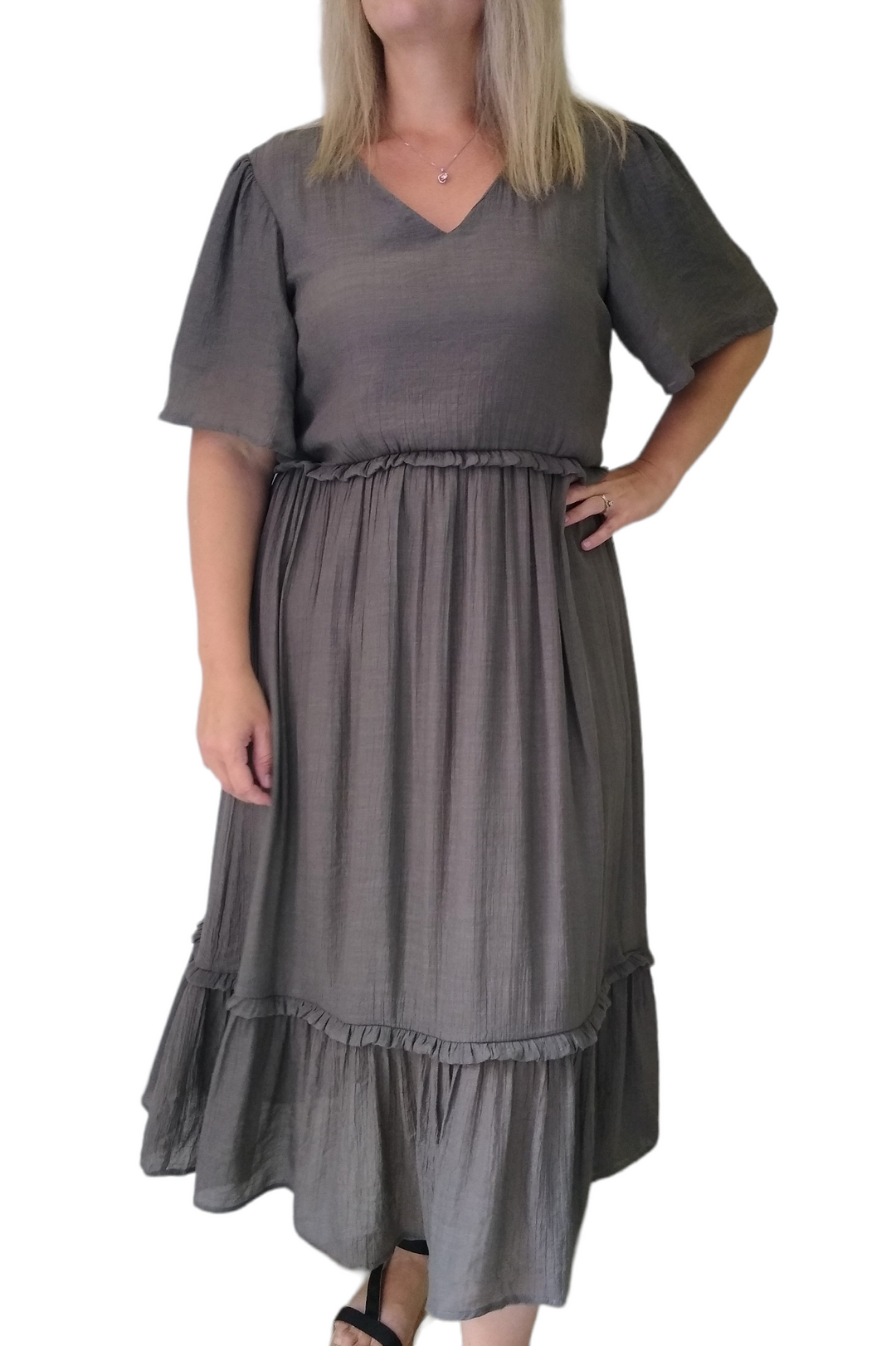 Mikarose Tess French Gray Midi Dress