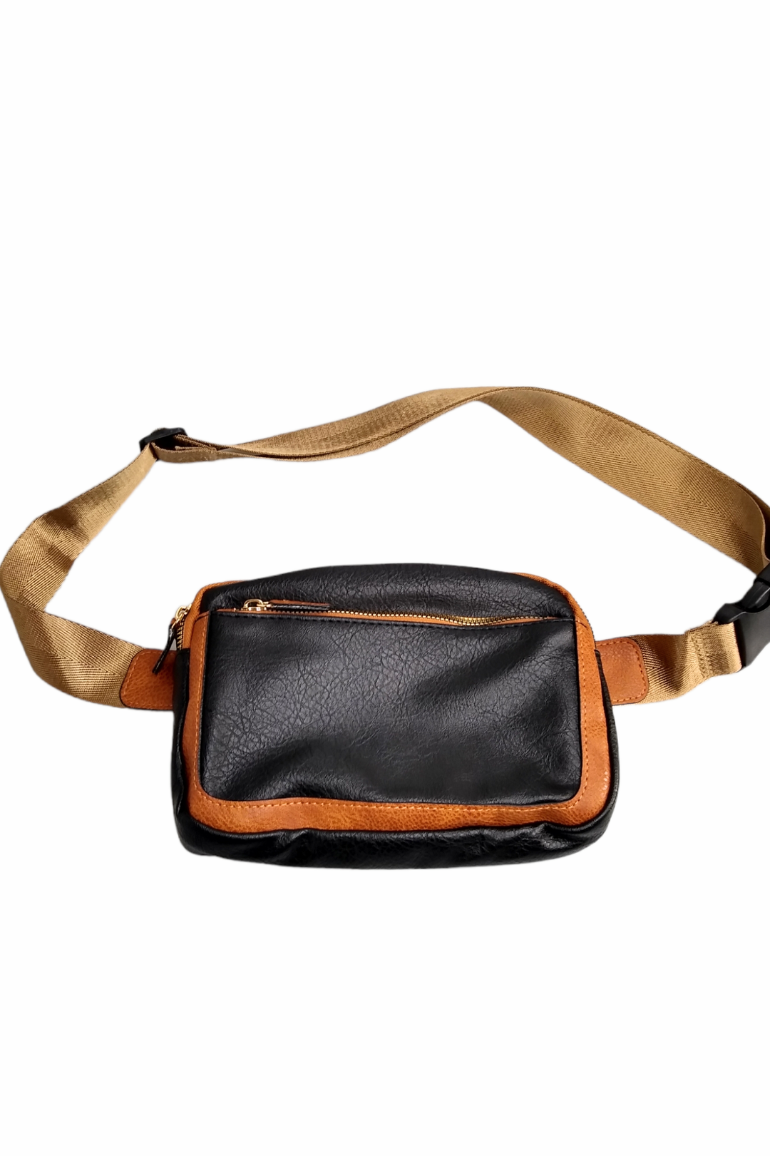 Black & Tan Vegan Leather Crossbody Bag