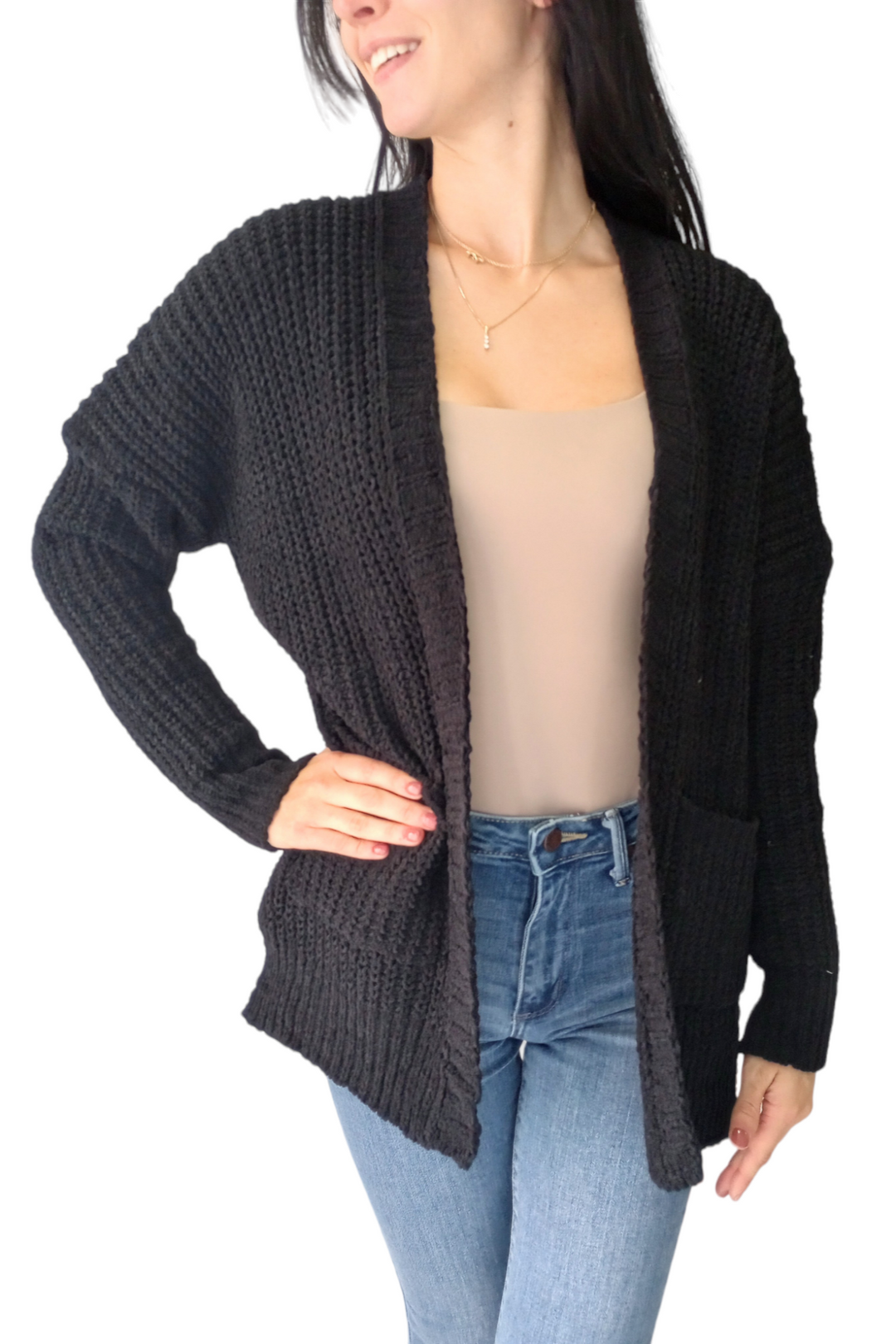Black chunky sweater sales cardigan