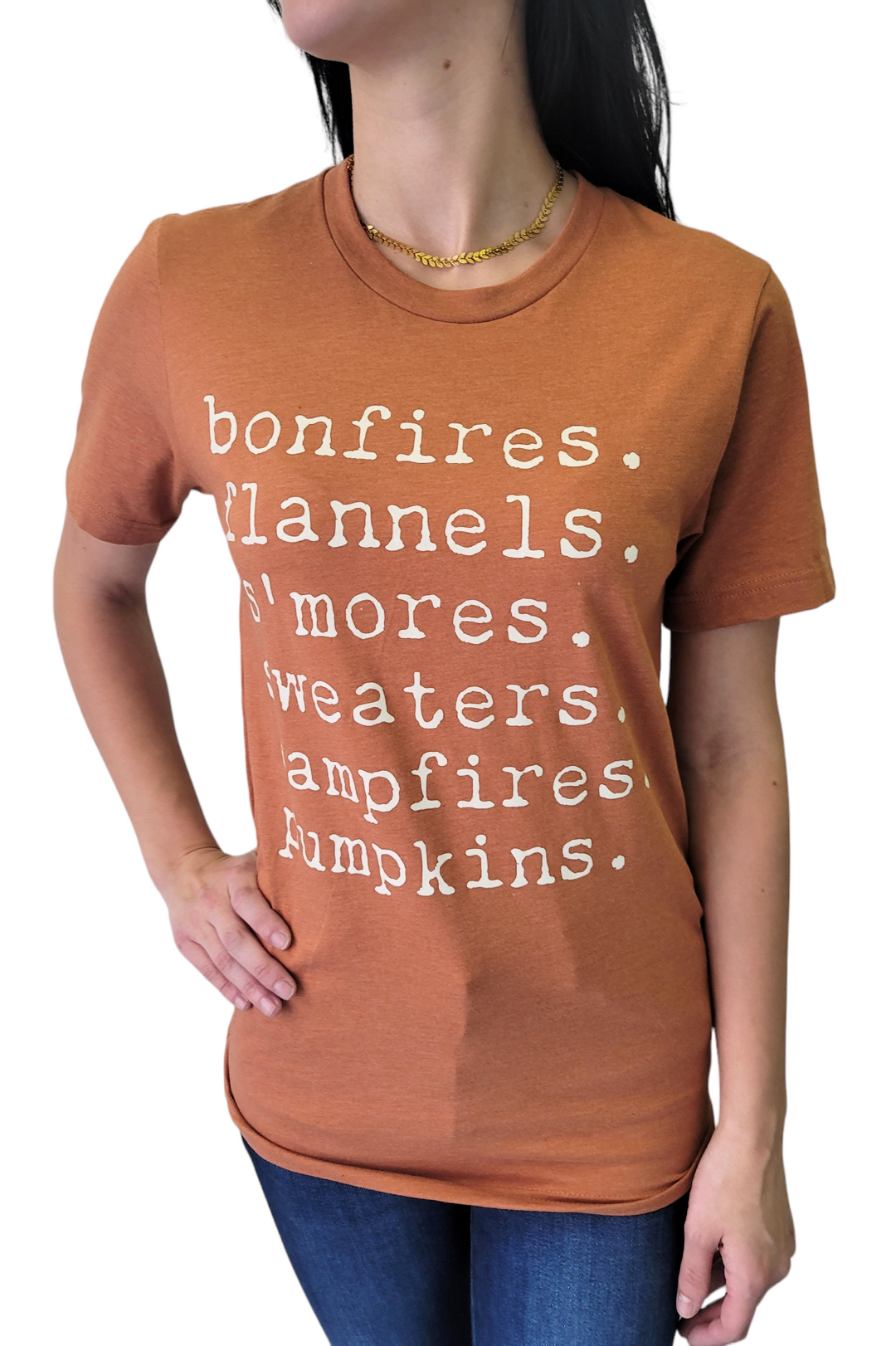 Heather Autumn Bonfires, Flannels Graphic Tee