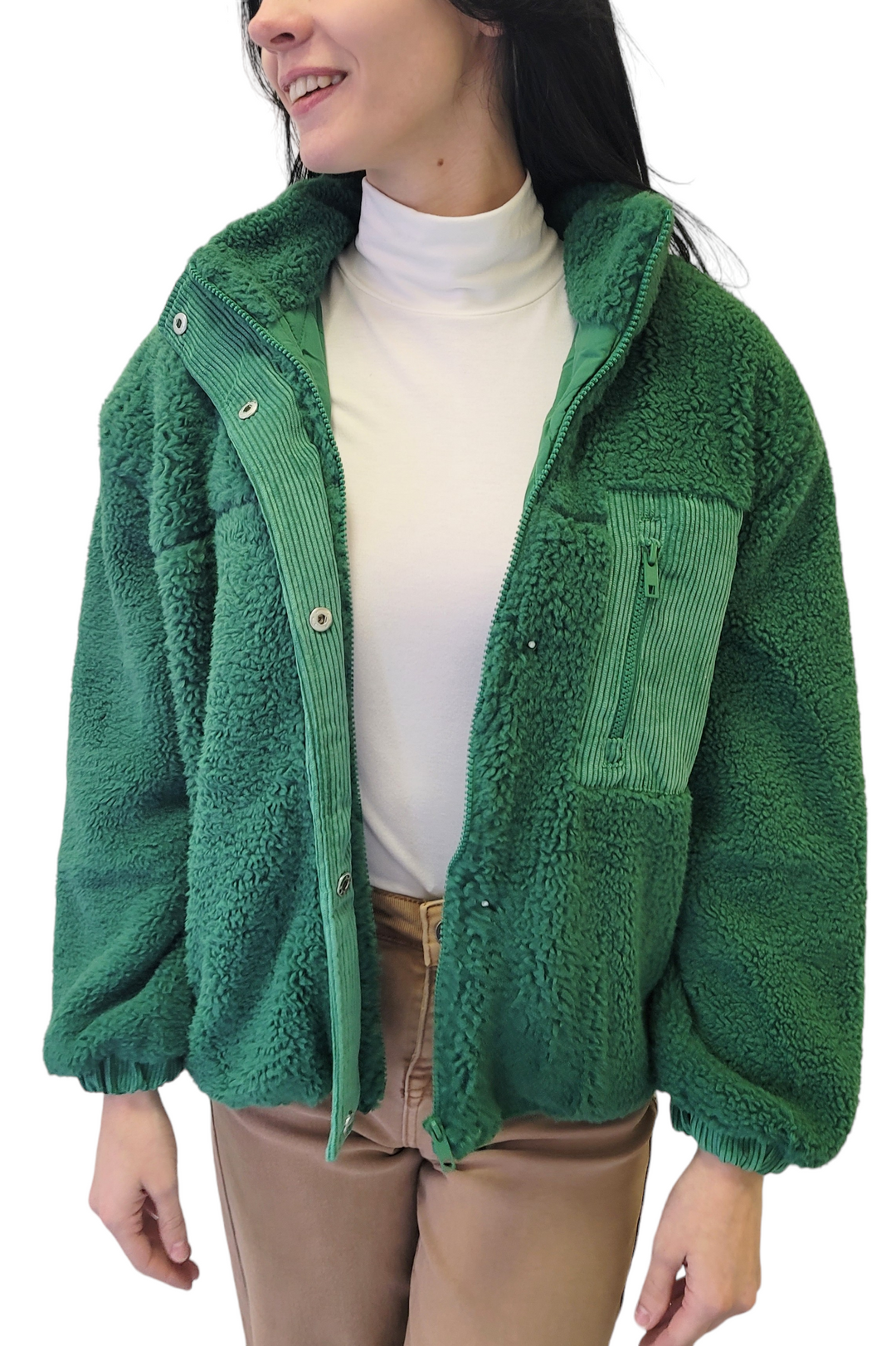 Green corduroy puffer 2024 jacket