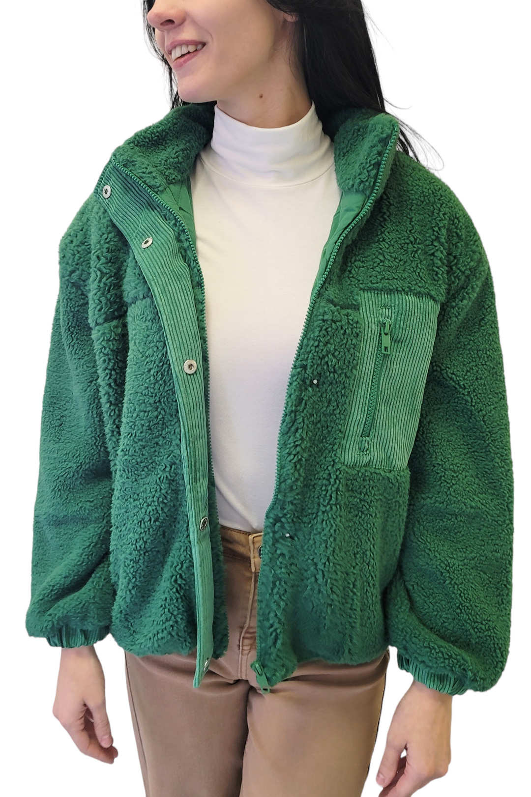 Green corduroy best sale puffer jacket