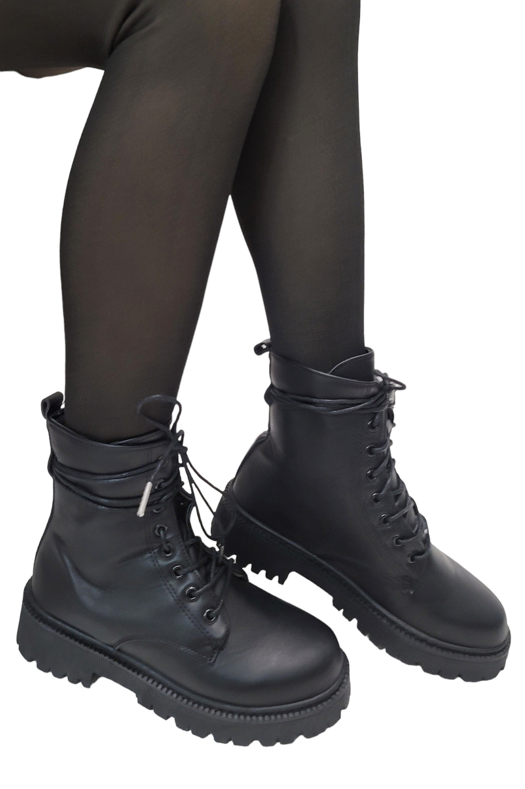 Darcy Black Classic Lace Up Boots