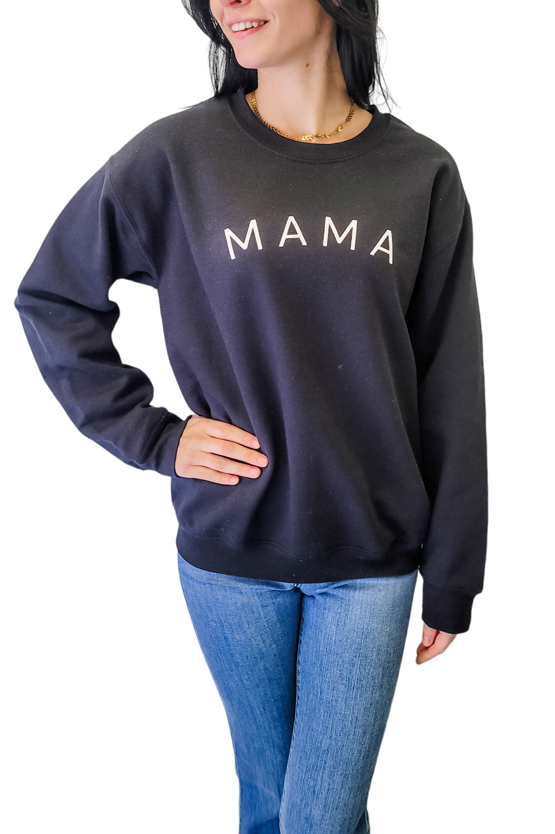 Mama Black Graphic Crew Neck Sweatshirt