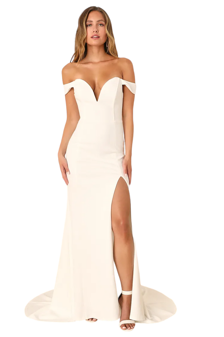 Lulus White Plunge Sleeveless Mermaid Maxi Dress