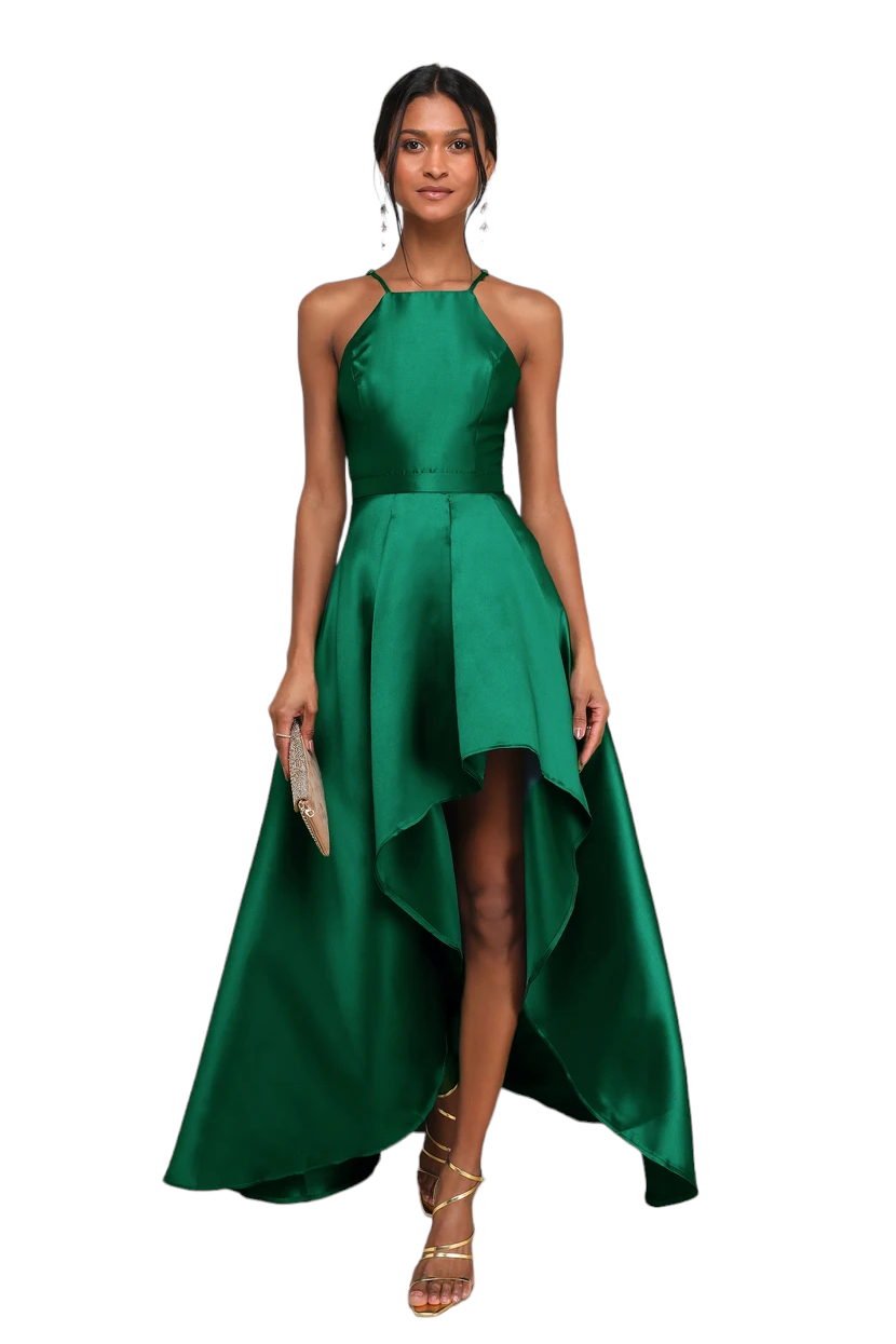 Lulus Emerald High Low Maxi Dress