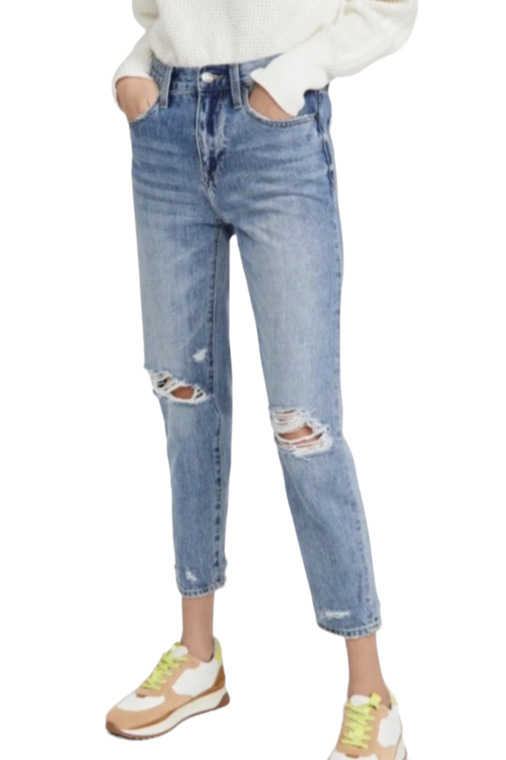 Pistola Presley Bay View Distressed High Rise Relaxed Roller Jeans