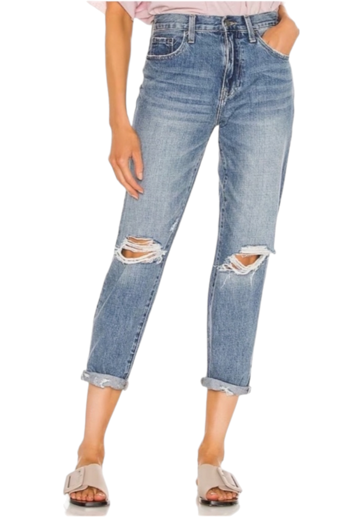 Pistola Presley Bay View Distressed High Rise Relaxed Roller Jeans