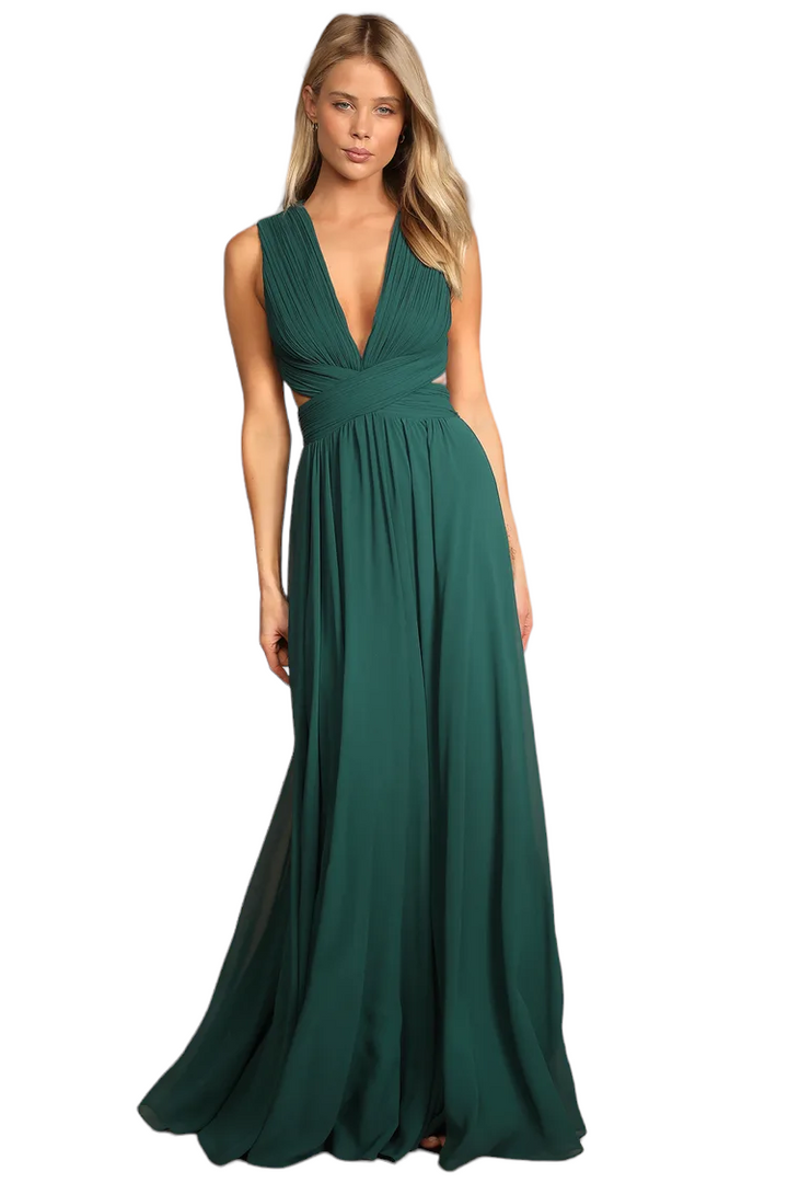 Lulus Emerald Green Cut Out Maxi Dress